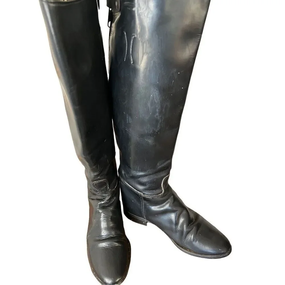 Birkenstock Knee High Black Leather Riding Style Boots Women’s 8 Equestrian